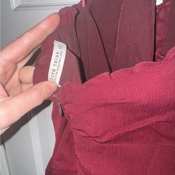 12th Tribe Burgundy Backless Ruffle Dress - Picture 5 of 5